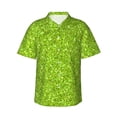 thumbnail image 1 of KLL Lime green glitter Pattern Men's Hawaiian Shirt Short Sleeve Button Down Beach Shirts,Medium, 1 of 7