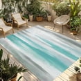 thumbnail image 2 of Outdoor Rug 4x6 ft Teal Grey Paint Waterproof Outdoor Patio Rug Mat Non Slip Outside Area Rugs Carpet for RV,Camping,Porch,Deck,Pool,Balcony,Backyard, Abstract Art Texture, 2 of 9