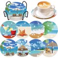 thumbnail image 1 of (BD123) Juego Posavasos Diamantes DIY para en La Playa La Serie Vacation (posavasos + Estante Almacenamiento 8 Piezas), 1 of 7