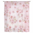 thumbnail image 2 of Pink Floral Sheer Curtains 45 Inches Long, Modern Farmhouse Aesthetic Shabby Chic Flower Light Filering Curtains, Breathable Simi Curtain Privacy Drapes for Kitchen Bathroom Small Window Treatment, 2 of 9