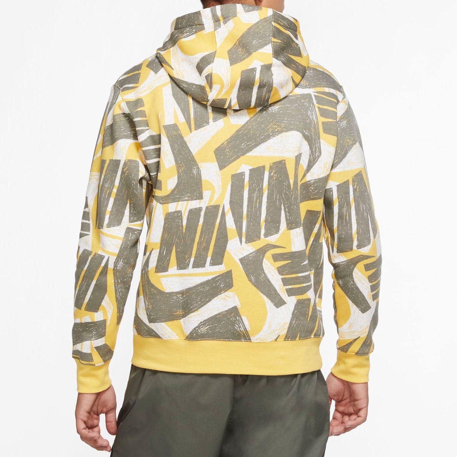 Nike Men s Sportswear Allover Print Futura Club Hoodie Black White Medium Walmart