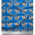 thumbnail image 1 of Soimoi Polyester Crepe Fabric Feather,Branch & Sloth Cartoon Decor Fabric Printed Yard 42 Inch Wide, 1 of 1