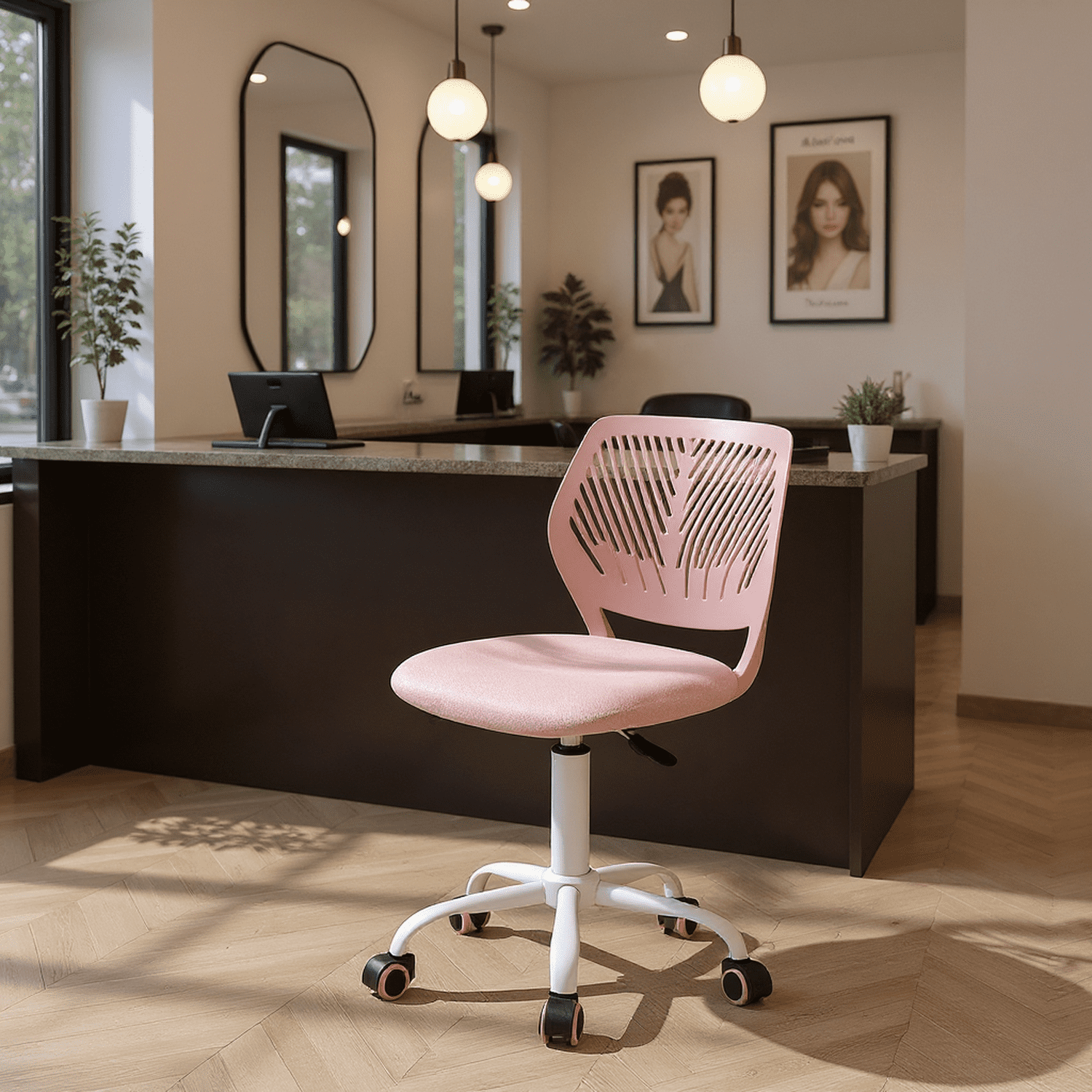 Homy Casa Modern Swivel Office Lobby Reception Chair for Professional Waiting Room, Rose Quartz