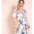 thumbnail image 4 of Women Plus Size High Waist Boho Floral Cold Shoulder Split Maxi Dress, 4 of 8