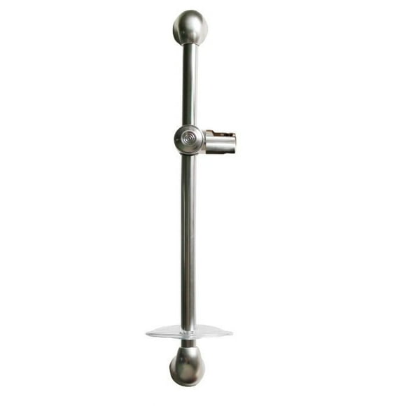 American Brass Shower Head Slide Bar SLDBR-2MTL-BN-A 21 Inch Height; Adjustable Shower Head Bracket; Aluminum; Brushed Nickel; With Slide Bar/Wall Brackets/Soap Dish