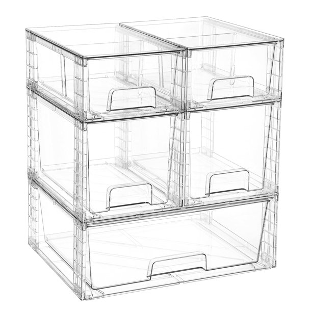Juego de cajones de almacenamiento Vtopmart, transparentes, apilables, 5 unidades, acrílico