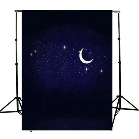 3x5ft Vinyl Fabric Photography Backdrops Night Stars Sky Moon Background Screen Studio Photo