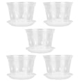 thumbnail image 2 of Juego de 5 macetas para orquídeas, transpirables, transparentes, con agujeros y platillos para interior y exterior., 2 of 14
