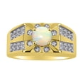 thumbnail image 1 of RYLOS Men's Rings Yellow Gold Plated Silver Designer Starburst 7MM Round Gemstone & Diamond Ring Opal October , Size 13, 1 of 7
