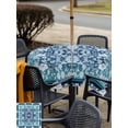 thumbnail image 5 of Square Outdoor Tablecloth With Umbrella Hole And Zipper– Retro Boho Waterproof Patio Table Cover for Party, Picnic, Backyard, 54"x54" , Floral Pattern Aqua Blue White, 5 of 8