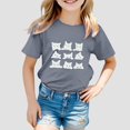 thumbnail image 2 of Girls T-Shirts 4t Comfy Short Sleeve T Shirt Top Round Neck Cute Print Basic Shirts Kids Summer Clothing Grey,150, 2 of 4