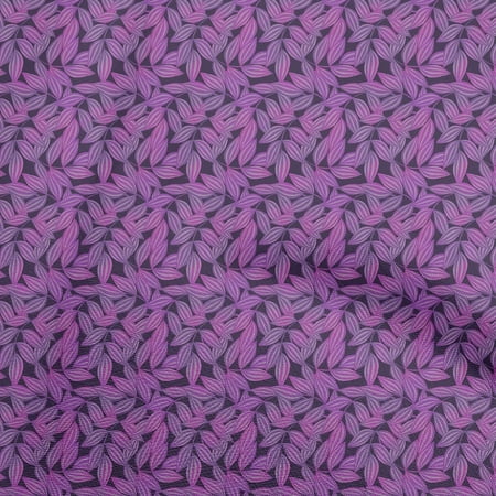 oneOone Cotton Silk Purple Fabric Leaves Craft Projects Decor Fabric Printed By The Yard 42 Inch Wide-aA