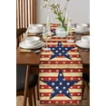 thumbnail image 4 of nqOlkjepod Independence Day Table Runner 120 Inches Long Farmhouse Dress Scarves, Vintage Red Blue Star Striped Dining Tablerunner for Coffee Table/Kitchen Island/Party Décor, 13" x 120", 4 of 8