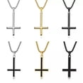 thumbnail image 2 of HOOUN Men Women Upside Down Cross Pendant Prayer Necklace Stainless Steel Punk Jewelry-01#Silver Upside Down Cross, 2 of 9