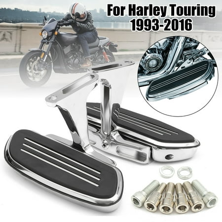 Pair Chrome Rear Passenger Foot Board & Bracket Holder For Harley Touring 1993-2016 2017 (Best Beverage Holder Harley Touring)