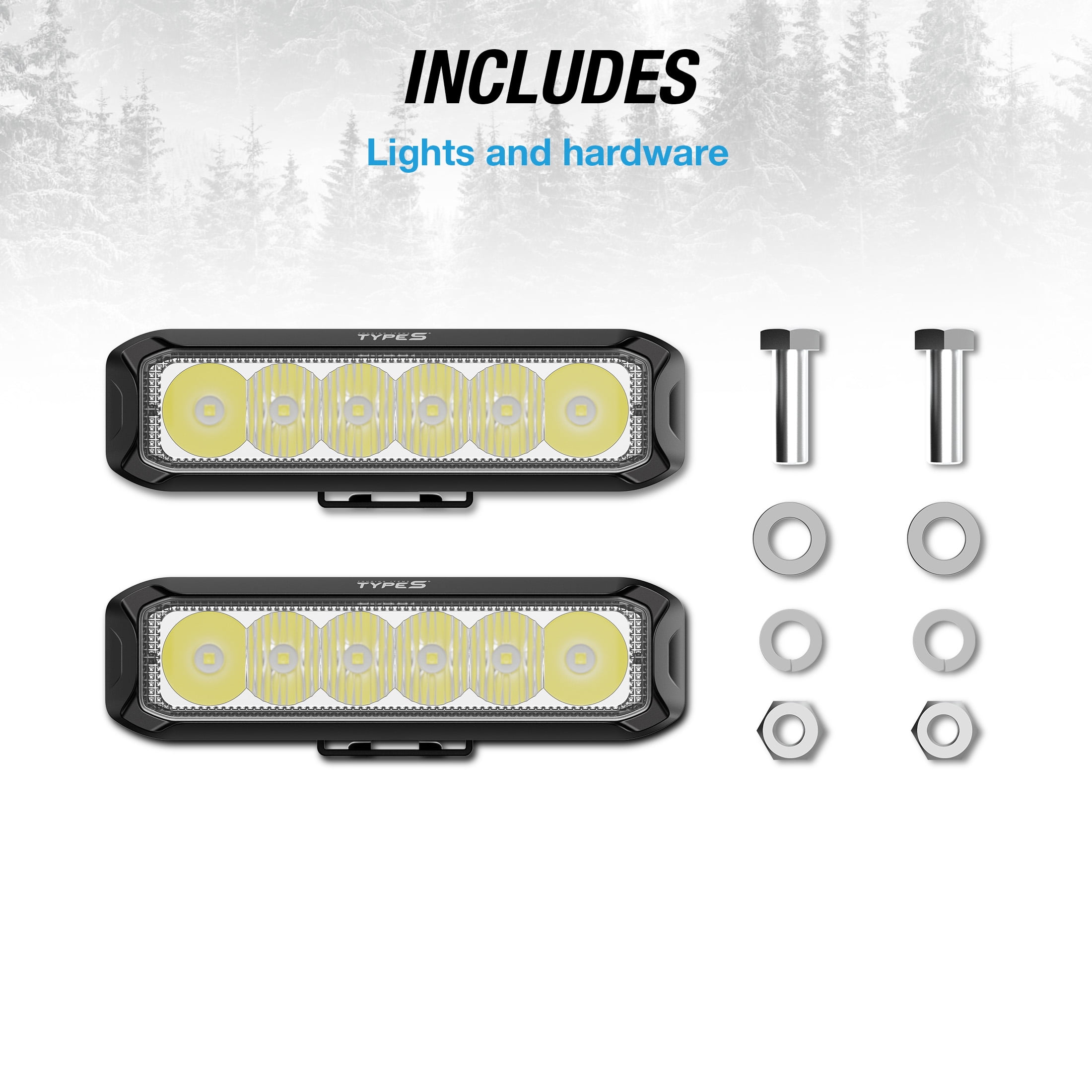 Type S Elevate 6 Inch Spot Beam Accent Light Bar Set - DOT Compliant, 2400 Lumens, Waterproof, Die-Cast, Off-Road Lights for Trucks, Jeeps, UTVs, ATVs, 2 Pack