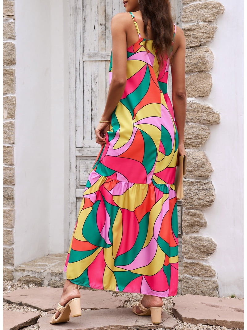 HOTAPEI Womens Summer Dresses Maxi Dress Abstract Print Casual Dress -  Walmart.com