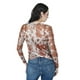 thumbnail image 3 of Blusa de mesh estampado vaca Roman Fashion /Juvenil, 1717 (Cafe) cafe M, 3 of 5