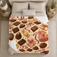 thumbnail image 5 of Assorted Chocolate Box Pattern, Festive Holiday Scene, Warm Flannel Blanket for Living Room and Reading Nook with Detailed Artwork, Art Lovers Friendship Gift, Festive Home Decor, 5 of 9