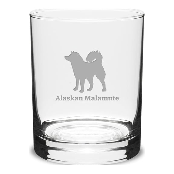Alaskan Malamute Deep Etched 14 oz Classic Double Old Fashion Glass
