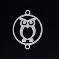 thumbnail image 1 of Tarnish Resistant 201 Stainless Steel Links connectors Circle with Owl For Halloween Stainless Steel Color 19.5x15x1mm Hole: 1.4mm, 1 of 2