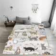 thumbnail image 4 of Doodle Cat Blanket Gifts for Kids Adults Soft Warm Lightweight Cozy Animal Cartoon Cat Throw Blankets for Couch Bedroom Sofa Living Room Decor 50x60in, 4 of 6