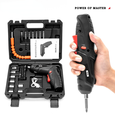 

3.6V 47Pcs Cordless Electric Screwdriver Drill Bit Cordless Screwdriver Drill Rig Hand Drill Black+47Pcs Acc