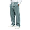 thumbnail image 3 of Men's Corduroy Casual Pants Fashion Wide Leg Trousers Straight Sweatpants Elastic Waist Drawstring | Zenithor,Light Blue XL, 3 of 8