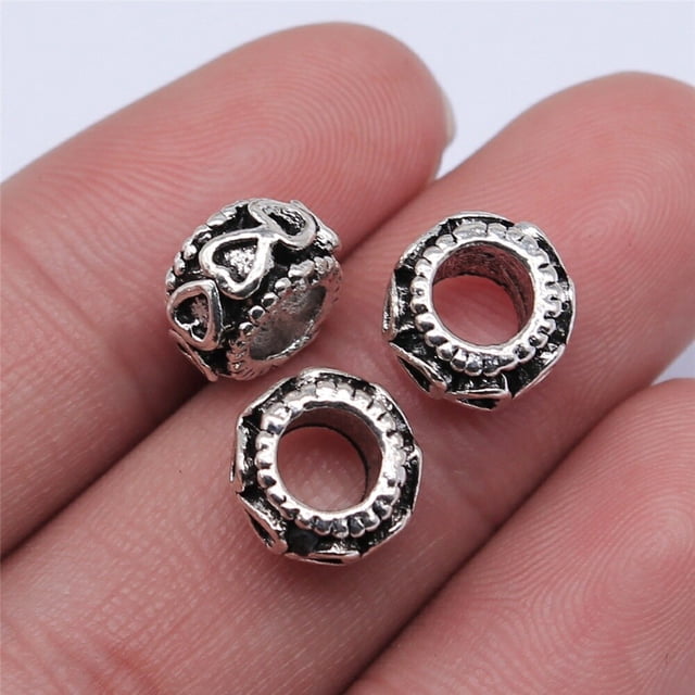 20 piezas espaciador cuentas encantos antiguo Color plata gran agujero espaciador cuentas dijes colgantes para pulseras fabricación de joyas Tan Jianjun unisex