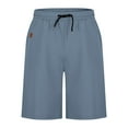 thumbnail image 4 of ibuvkizy Mens Cotton Shorts,Men Summer Outdoors Casual Solid Color Drawstring Printing Sport Shorts Pants Mens $15 & under Light Blue,L, 4 of 6