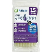 AdTech Cool Glue Mini Ultra Low-Temp Glue Sticks, Non-Yellowing, 15 Glue Sticks, Clear