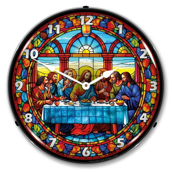 Collectable Sign and Clock The Last Supper  LED Lighted Premium Wall Clock