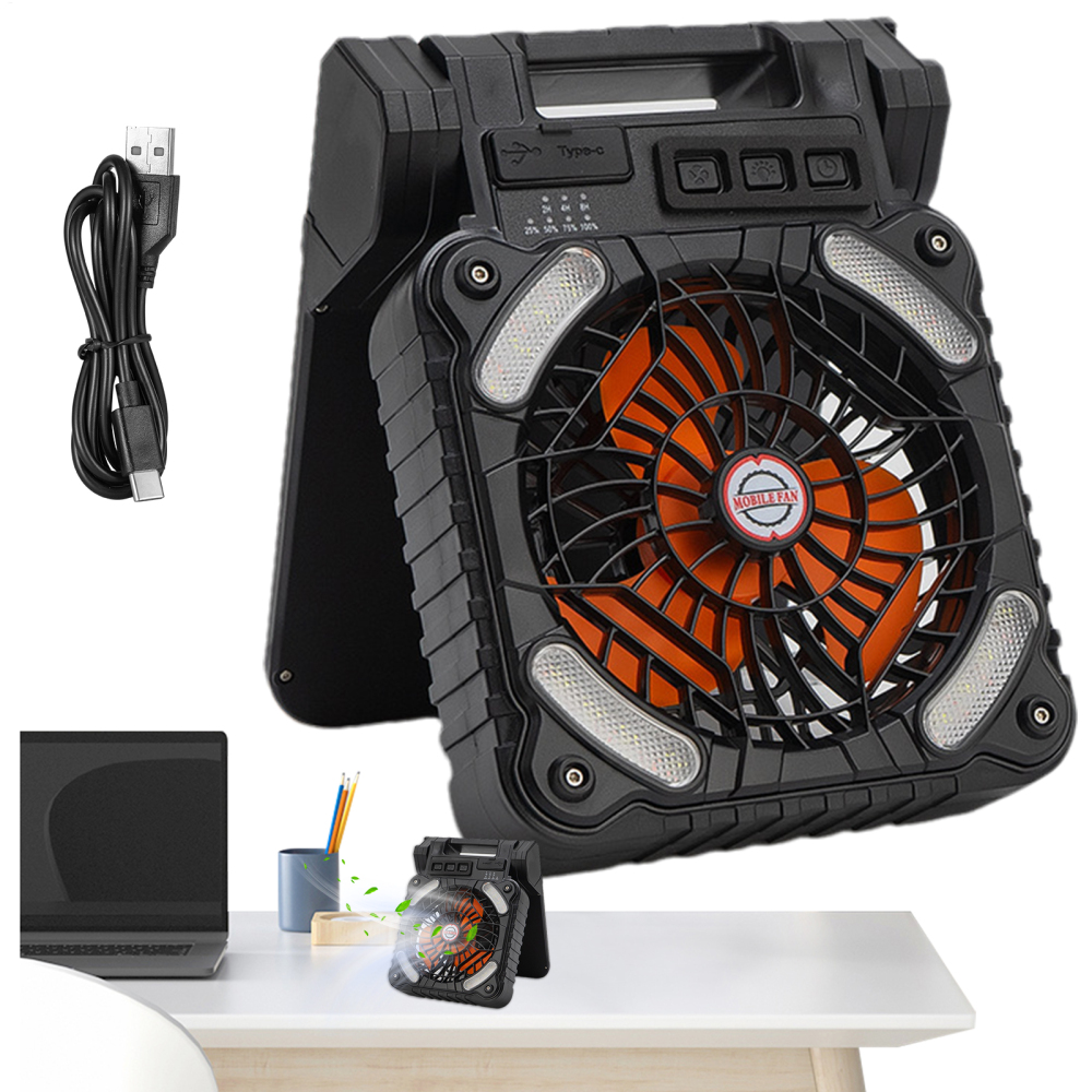 Ridecle Ventilador Solar Solar Camping Fan With LED Lantern Timer Rechargeable Portable Conditioner 4-Speed For Beach Picnic Gardening attractively