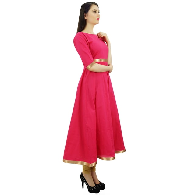 Bimba Kurti Anarkali pour Femmes avec Robe à Bordure Dorée Vêtements Indiens Kurta pour Dames