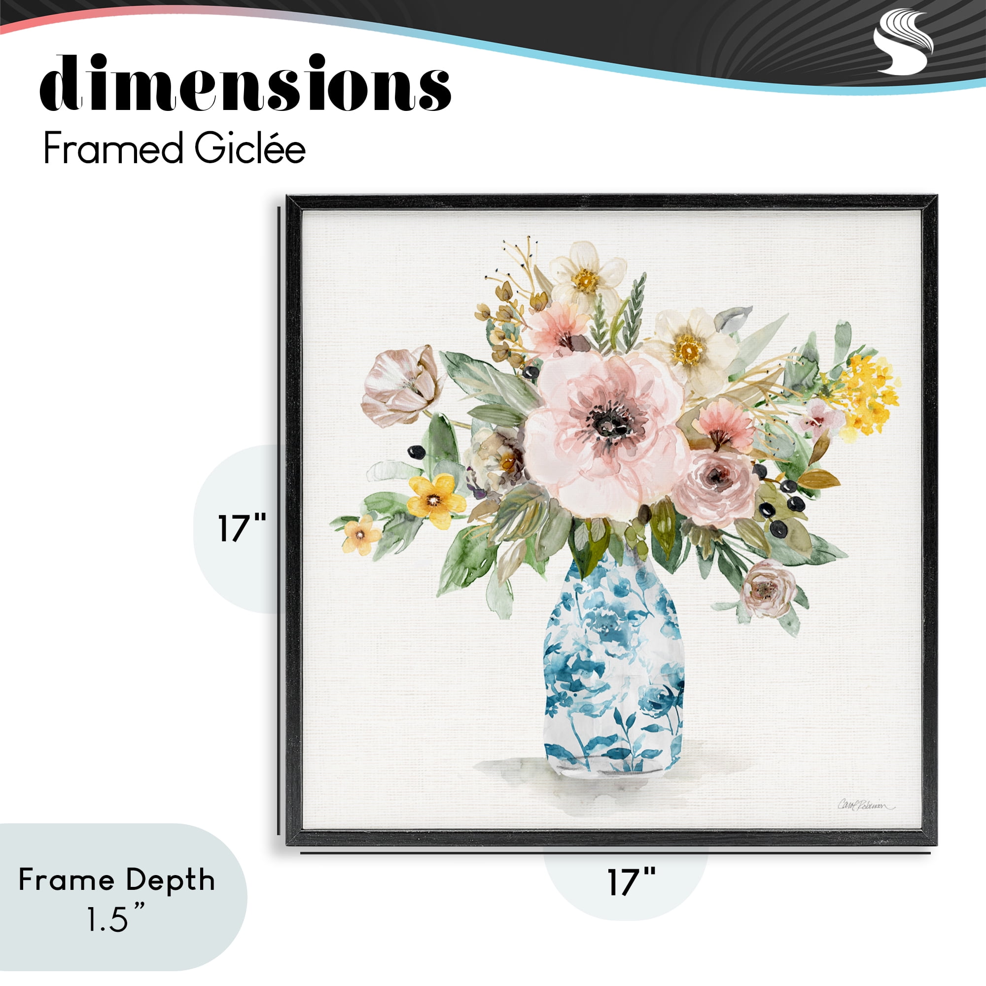 Stupell Industries Summer Chinoiserie Assortment Black Framed Giclee Art, design by Carol Robinson