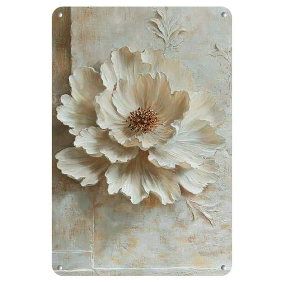 Art Deco White Flower Metal Wall Art, Decorative Hanging Wall Background, Multipurpose Home Decor, No Electricity Needed, Modern Style
