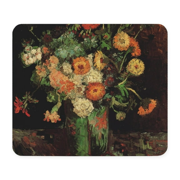 CafePress - Vase With Zinnias And Geraniums Mousepad - Non-slip Rubber Mousepad, Gaming Mouse Pad