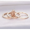 thumbnail image 4 of 2 carat Real Morganite Trio Wedding Bridal Ring Set with One Engagement Ring and 2 Wedding Bands with 18k Gold Plating, 4 of 4