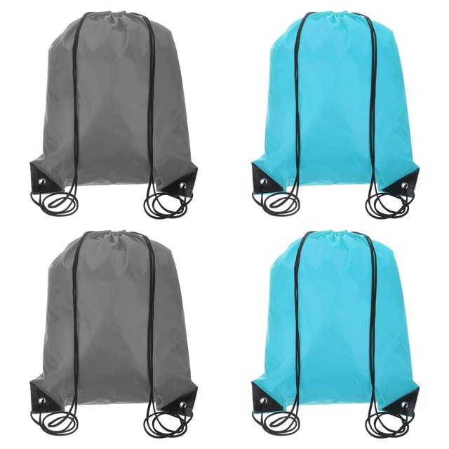 Mochila con cordón, 2 piezas de mochila de poliéster para gimnasio, bolsas para deportes (gris oscuro/azul, 34 cm x 43 cm)