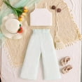 thumbnail image 6 of Tfken Toddler Teen Girl Outfits Sets Size 4-5 Years White 2 Pieces Rainbow Print Summer Halter Tops Pants Soft Sleeveless Outfit Set, 6 of 8