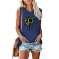 thumbnail image 2 of USSUMA Plus Womens Tops Dressy Casual Sleeveless Crewneck Women's Shirts and Blouses Loose Graphic Tank Tops T-Shirts for Women Trendy Sunflower Vase Print Tunic Top Summer Beach, 2 of 5