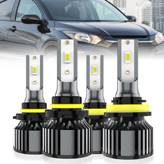 LECCIBUB LED Headlight Bulbs Compatible With Honda HR-V 2019-2022,9005 High Beam   H11 Low Beam Light Bulb,6500K White,Plug and Play,Pack of 4