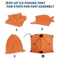 thumbnail image 2 of Portable Ice Fishing Tent Spacious 3 to 4 Person Pop-Up Ice Shack for Winter Fishing Ice Fishing Shelter with Oxford Fabric, Cotton Padding, Orange, 2 of 8