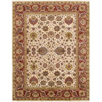 Tabriz Collection Hand-Knotted Lambs Wool Area Rug, Yellow - 9 ft. x 11 ft. 9 in.