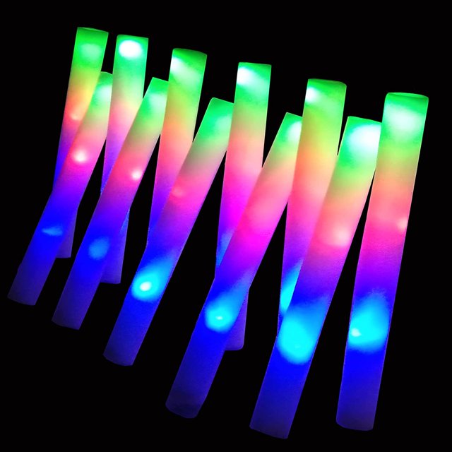 11 varillas luminosas de espuma a granel, 3 modos de varillas de luz LED intermitentes que brillan en la oscuridad, suministros para fiestas, juguetes iluminados para fiestas, bodas, conciertos, Navi