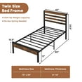 thumbnail image 2 of Infans Twin Industrial Metal Platform Bed Frame Charging Station Mattress Foundation, 2 of 7