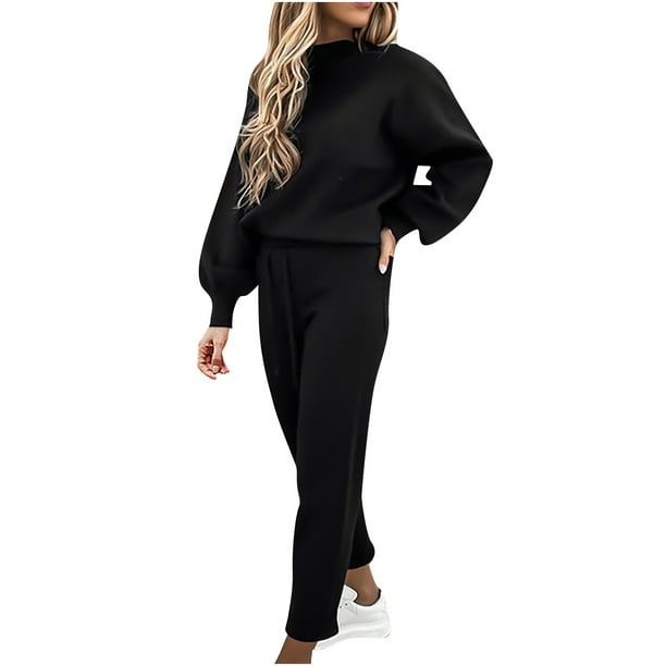 Mujeres Casual Color sólido Dos piezas Pantalones largos Sudadera con capucha Conjuntos de sudaderas de manga larga Wmkox8yi bvn1979
