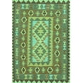 thumbnail image 1 of Ahgly Company Machine Washable Indoor Rectangle Persian Turquoise Blue Traditional Area Rugs, 7' x 9', 1 of 4