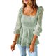 thumbnail image 4 of ABPHQTO Blusa De Mujer Verde Con Cuello Cuadrado Y Manga Abullonada, 4 of 5