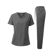 Dagacci Medical Uniform 4-Way Stretch Y-Neck Wrap Scrub Set
